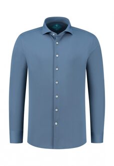 Overhemd Pique Performance Steel Blue  45 Blauw