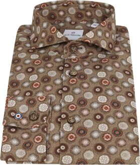 Overhemd Print Camel Bruin - 38,39