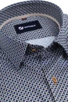 Overhemd Print Donkerblauw - 39,40,41