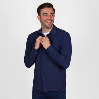 Overhemd putten – donker melange Blauw - XXL