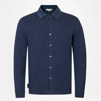 Overhemd putten – donker melange - maat 4XL Blauw