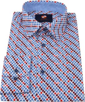 Overhemd Ruit Blauw Rood Multicolour - 38,39,41