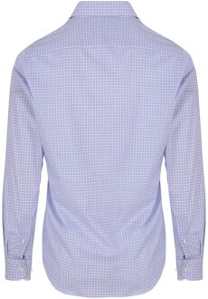 Overhemd Ruiten Blauw Roze - XXL