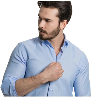 Overhemd slim fit Blauw - 45 (XXL)
