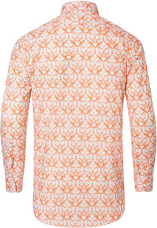 Overhemd Slim Fit Wit en Oranje - XS