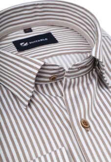 Overhemd Streep Bruin Beige - 42