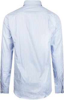 Overhemd Streep Lichtblauw Rood - 3XL,XXL