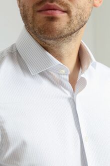 Overhemd Twill Dubbel Manchet Print Wit - 38,39,40,41,43