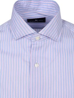 Overhemd Twill Streep Lichtblauw Rood - L,M,XL,XXL