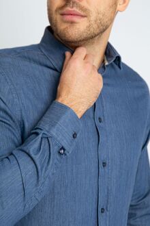 Overhemd Washed Donkerblauw - 3XL,L,M,XL,XXL