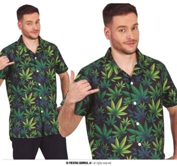 Overhemd Wietbladeren Korte Mouw Multikleur - Print