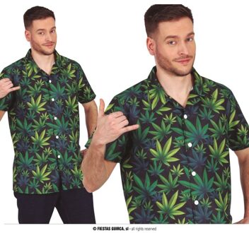 Overhemd Wietbladeren Korte Mouw Multikleur - Print