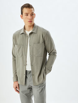 OVERHEMDEN LANGE MOUW Overhemdkraag Enkellengte Overhemd Salie Groen