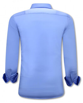Overhemden lange mouw slim fit - maat M Blauw