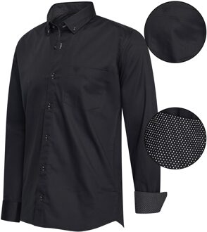 Overhemden Regular Fit Overhemd Black Zwart - XL