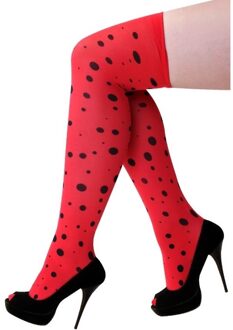 Overknee kousen lieveheersbeestje - rood - dames - carnaval - dierenpak