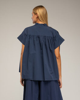 Overmaat korte mouw top met plooien Navy