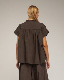 Overmaatse top met korte mouwen en plooien Bruin - One Size
