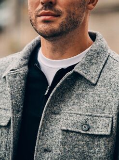 Overshirt Boiled Wool Blend Grijs - L,S