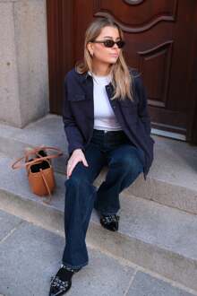 Overshirt van keperstof - Marineblauw Navy