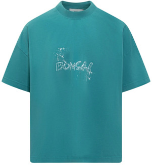 Oversize Crew Neck T-Shirt met Print Bonsai , Blue , Heren - M,S,Xs