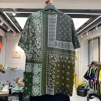 Oversize Kapital Man T-shirt Mannen Vrouwen Tianzhu Kapital Tee Terug Cashew Bloem Patchwork Tops Vlaggen Korte Mouw groen / M