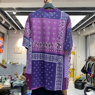 Oversize Kapital Man T-shirt Mannen Vrouwen Tianzhu Kapital Tee Terug Cashew Bloem Patchwork Tops Vlaggen Korte Mouw Paars / L