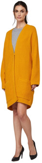 Oversize Mosterd Cardigan Diepe V-Hals Twinset , Yellow , Dames - S