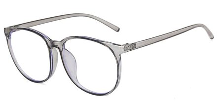 Oversize Stralingsbescherming Anti Blauw Licht Computer Bril Vrouwen Transparante Bril Mode Trend Ronde Brillen Frame C3Gray