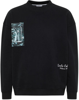 Oversize Sweatshirt Casual Stijl Carlo Colucci , Black , Heren - 2Xl,Xl,L,M