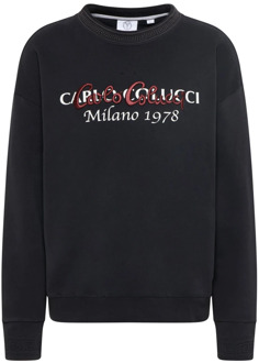 Oversize Sweatshirt Casual Stijl Carlo Colucci , Black , Heren - Xl,L,M,3Xl,4Xl