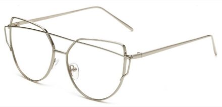 Oversize Vrouwen Metalen Cat Eye Bril Frame Mannen Clear Lens Brillen Eyewear Bril Frame Voor Vrouwen CJ2226 C1 zilver