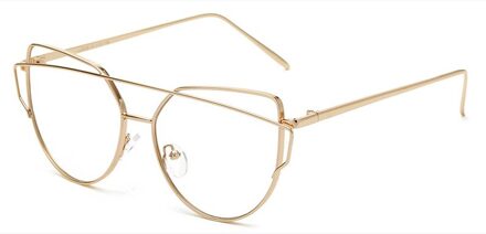 Oversize Vrouwen Metalen Cat Eye Bril Frame Mannen Clear Lens Brillen Eyewear Bril Frame Voor Vrouwen CJ2226 C2 goud