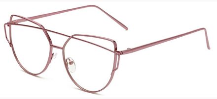 Oversize Vrouwen Metalen Cat Eye Bril Frame Mannen Clear Lens Brillen Eyewear Bril Frame Voor Vrouwen CJ2226 C3 roze