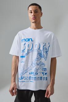 Oversized Active T-Shirt Met Print, White - L