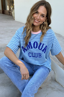 Oversized Amour Striped T-shirt Blauw