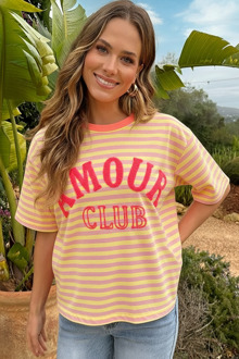 Oversized Amour Striped T-shirt Butter Yellow Geel