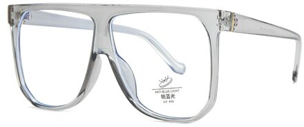 Oversized Anti Blauw Licht Blokkeren Bril Vrouwen Cat Eye Computer Gaming Bril Luxe doorzichtig grijs