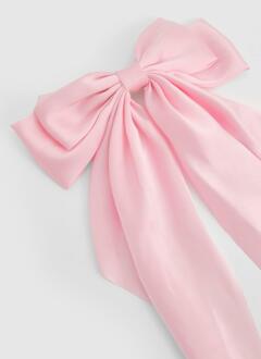 Oversized Baby Pink Satin Bow Hair Clip, Baby Pink - ONE SIZE