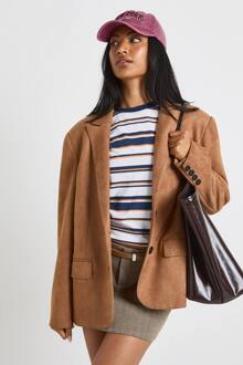 Oversized Blazer In Nep Suède, Brown - 38