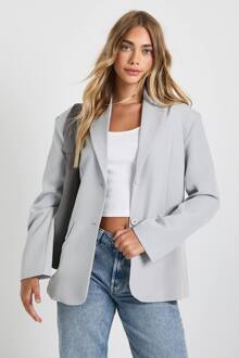 Oversized Blazer Met Boxy Pasvorm, Light Grey - 44