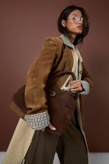 Oversized Blazer Met Vintage Look In Nep Suède, Tan - 38