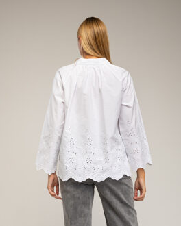 Oversized blouse met borduurwerk op de mouwen Wit - One Size