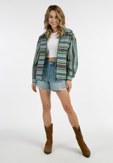 Oversized blouson Dames Veelkleurig turkoois