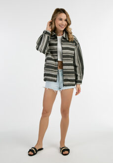 Oversized blouson Dames zwart en wit Zwart en Gebroken Wit - L
