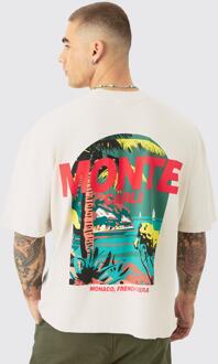 Oversized Boxy Monte Carlo Print Wash T-Shirt, Ecru - XS