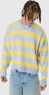 Oversized Boxy Stripe Knit Sweater In Light Blue, Light Blue - XL