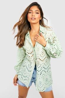 Oversized Broderie Blouse, Mint - 38