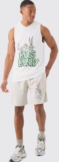 Oversized Bugs Bunny Looney Tunes License Mesh Tank And Short Set, Grey
