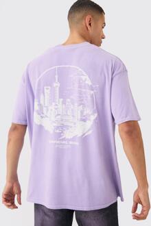 Oversized City Stencil Wash T-Shirt, Lilac - M
